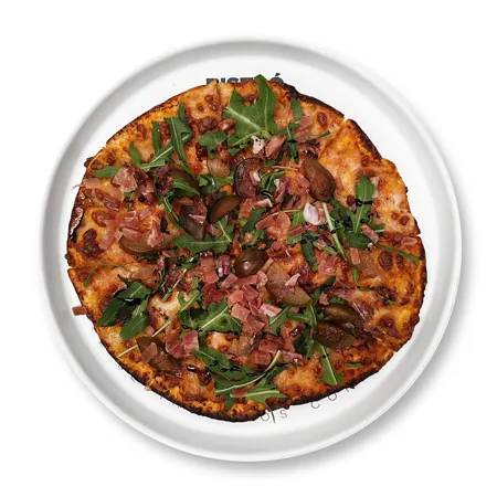 Pizza Higo artesanal con higos macerados y jamón serrano